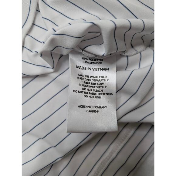 FootJoy Mens Golf Polo Shirt - Large White Pinstripe Performance Stretch - Picture 6 of 7